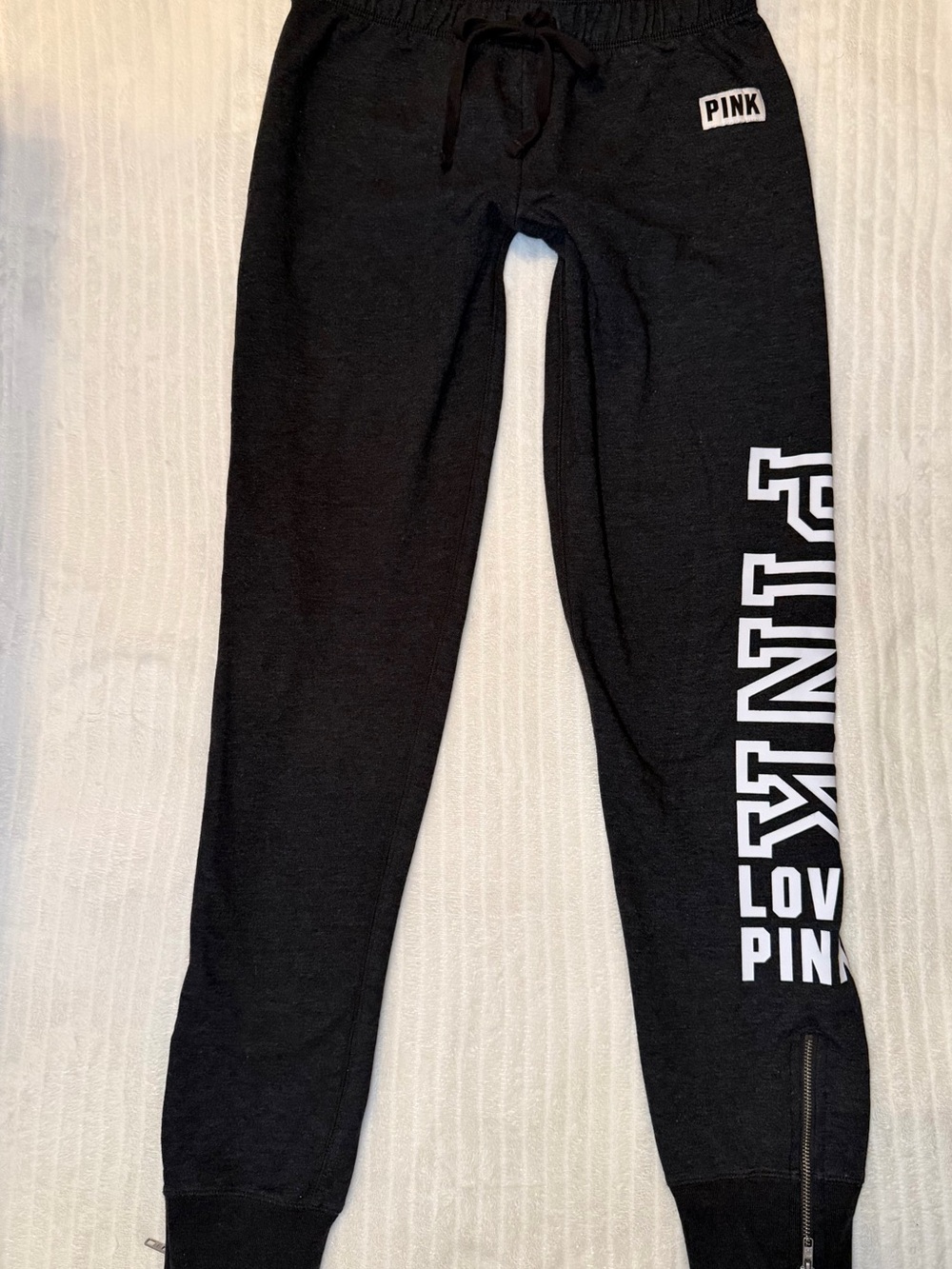 Victoria's Secret PINK Grey Joggers Sweatpants XS Ankle Zips